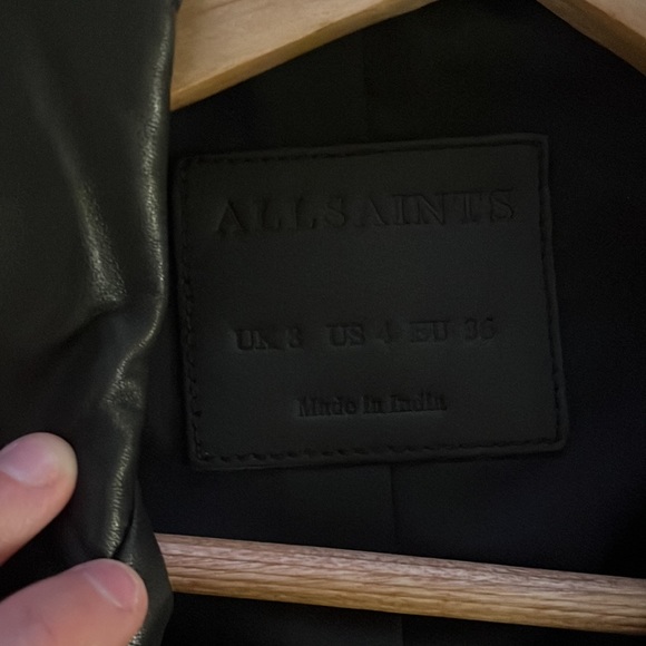 All Saints Beattie biker leather jacket black US 4 - Picture 7 of 9